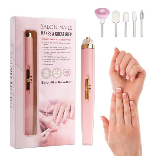 Rechargeable Flawless Salon Nail Finishing Touch Electric Nail Drill Bits File Tool Set Nail Filer Bits File Tool Set, Nail Polish Remover Machine