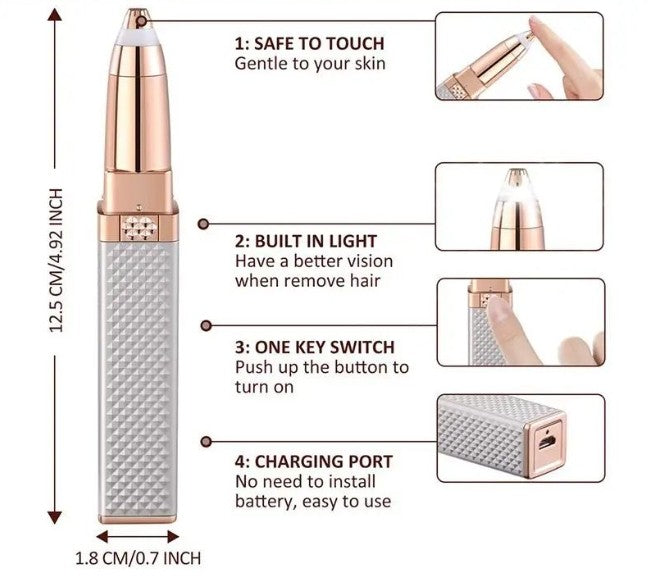 Rechargeable 2 in 1 Hair Remover Trimmer For Women, Electric Flawless Facial Machine Razor, Painless