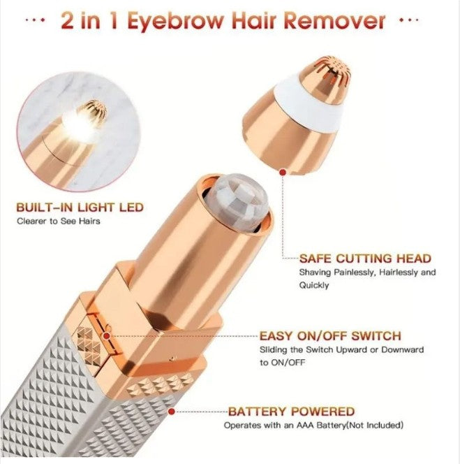 Rechargeable 2 in 1 Hair Remover Trimmer For Women, Electric Flawless Facial Machine Razor, Painless