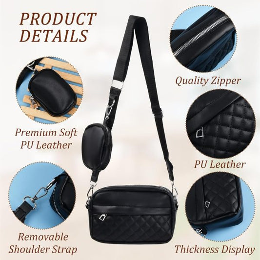 Stylish Girl’s Convertible Crossbody Bag – Fashion Handbags for Ladies PU Leather Polyester Waterproof Shoulder Bags With Change Purse Trending Travel Crossbody Bag – 1 Pc