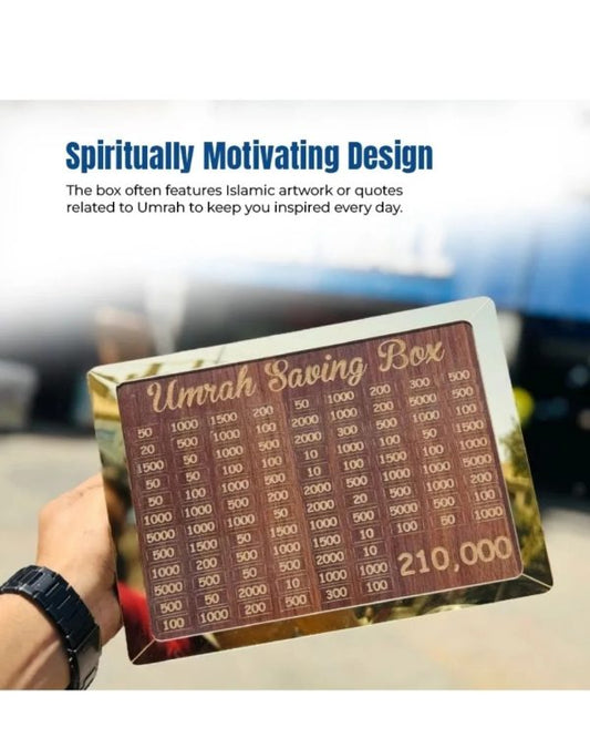 Umrah Saving Box – Box For Umrah Saving | Umrah Saving Box – Best Quality Umrah Saving Box – Umrah Saving Box Dark Brown, Wooden Money Box For Umrah – 210,000
